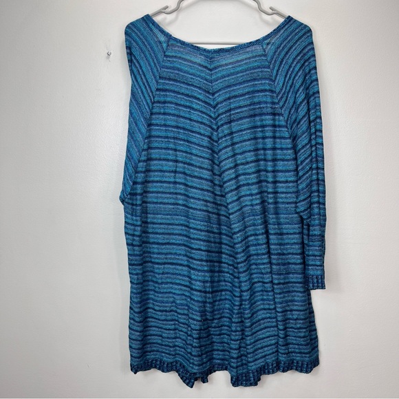 Catherines Teal Blue Striped V Neck Lightweight  Sweater Size 4X - Picture 3 of 9